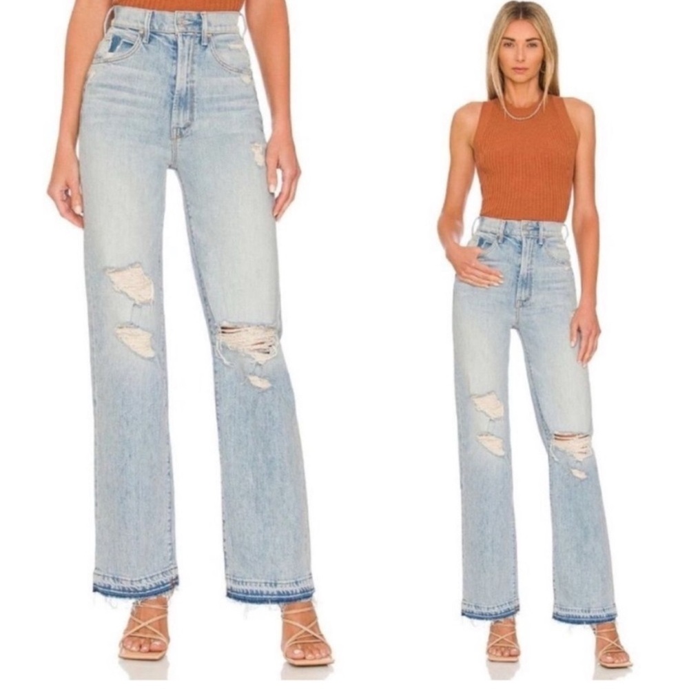 Mother high waisted tunnel vision sneak undone hem denim size 27